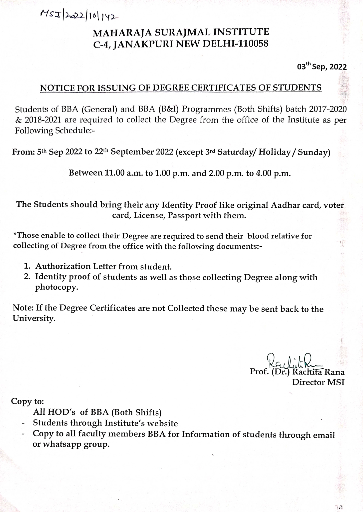 Distribution Of Degree Certificate Of BBA & B.Com 2017-20, 2018-21 ...